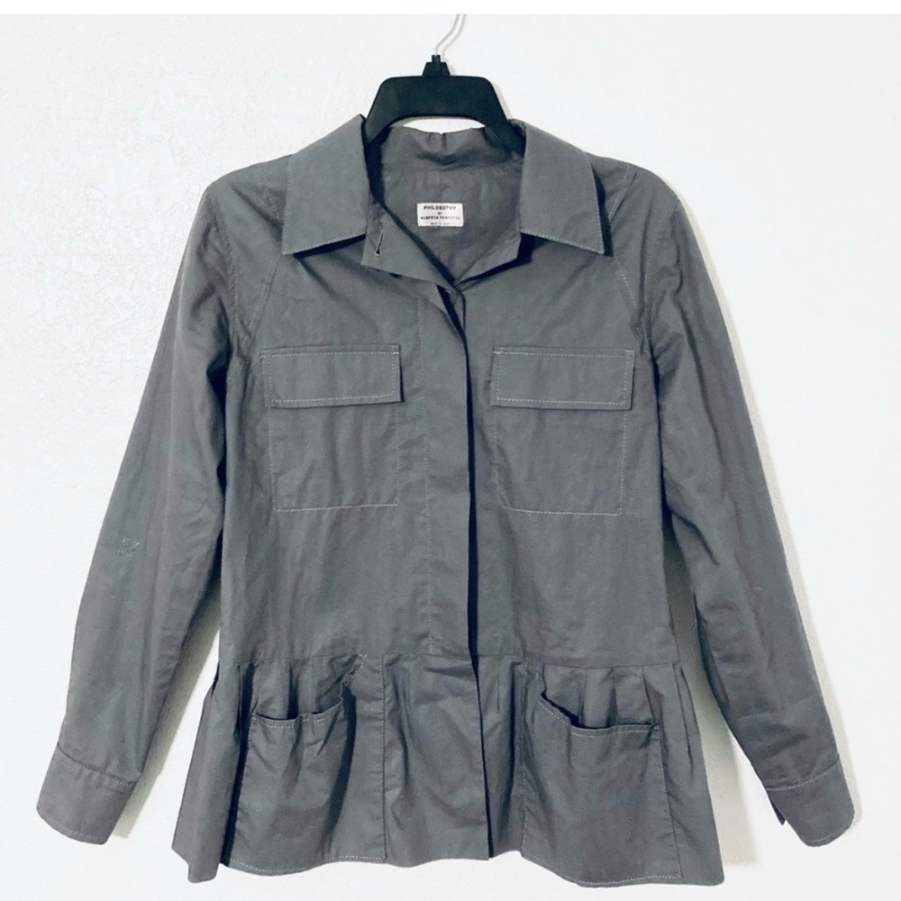 Philosophy di Alberta Ferretti Ruffled Jacket (Grey)